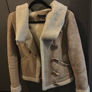 Faux Shearling coat with hoodie Zara Size S